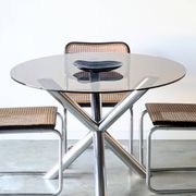 Vintage glass round table, Renato Zevi edition Roche Bobois, 1970.