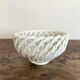Small vintage white woven ceramic basket