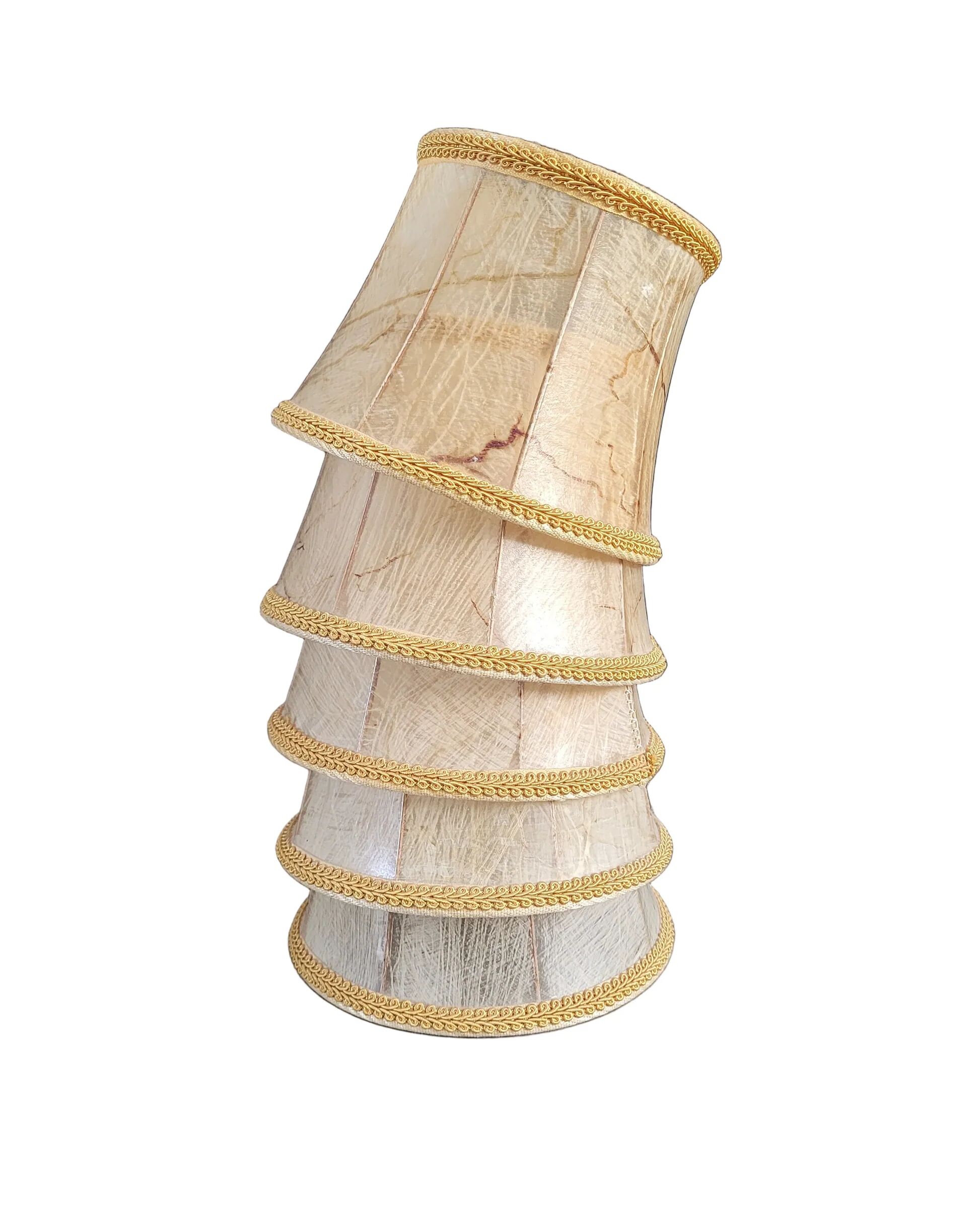 Set of 5 clip lampshades made from pig bladder.