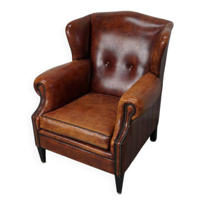 Fauteuil club néerlandais vintage en cuir cognac, années 1970