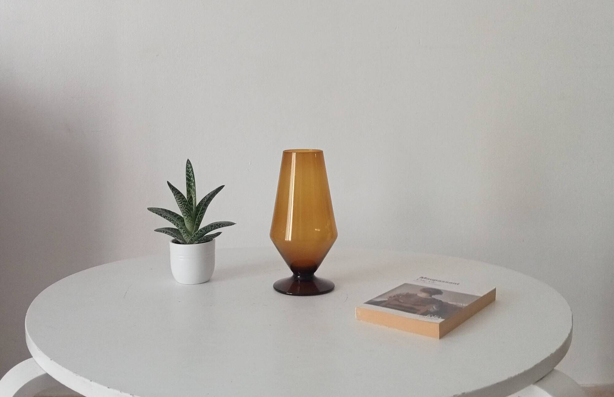 Vintage amber glass vase from the 60s/70s.