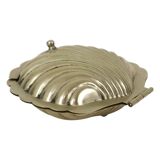 Beurrier coquillage en métal chromé et verre et couteau, Angleterre