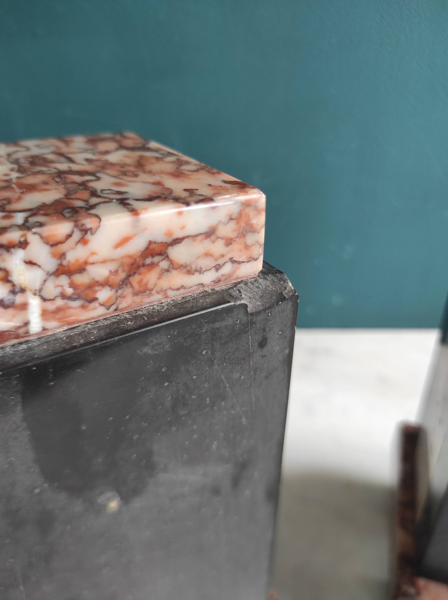 Pair of French vintage marble bookends, art Deco