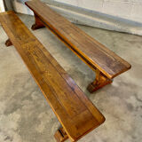Pair of solid oak benches