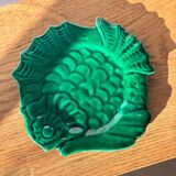 Assiette vintage verte poisson lunetta vallauris