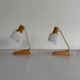 Pair of bedside lamps in brass and wood from the mid-century, 1960, Germany.