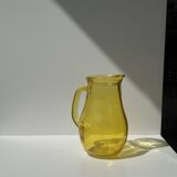 Vintage yellow glass pitcher H20.5