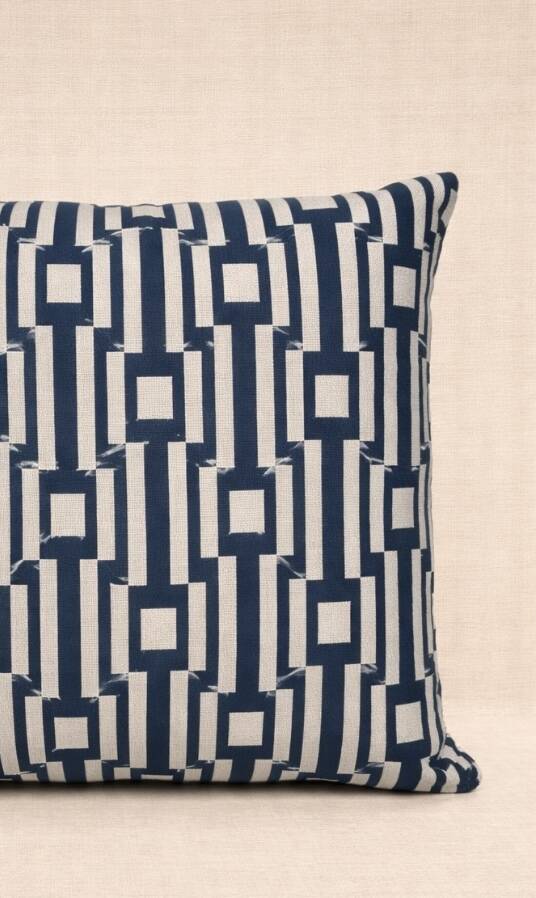 Cushion with Blue and White Patterns, Publisher's Fabric