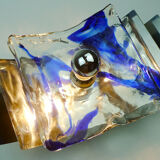 Mid century sconce glass metal chrome murano ice glass