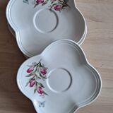 Trio of saucers porcelain with tulips