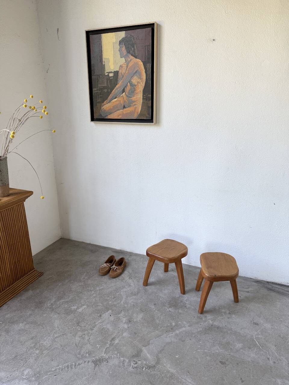 Pair of Henri Bataille oak stools