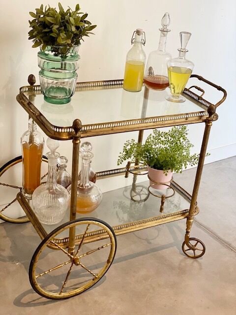 Vintage golden rolling trolley
