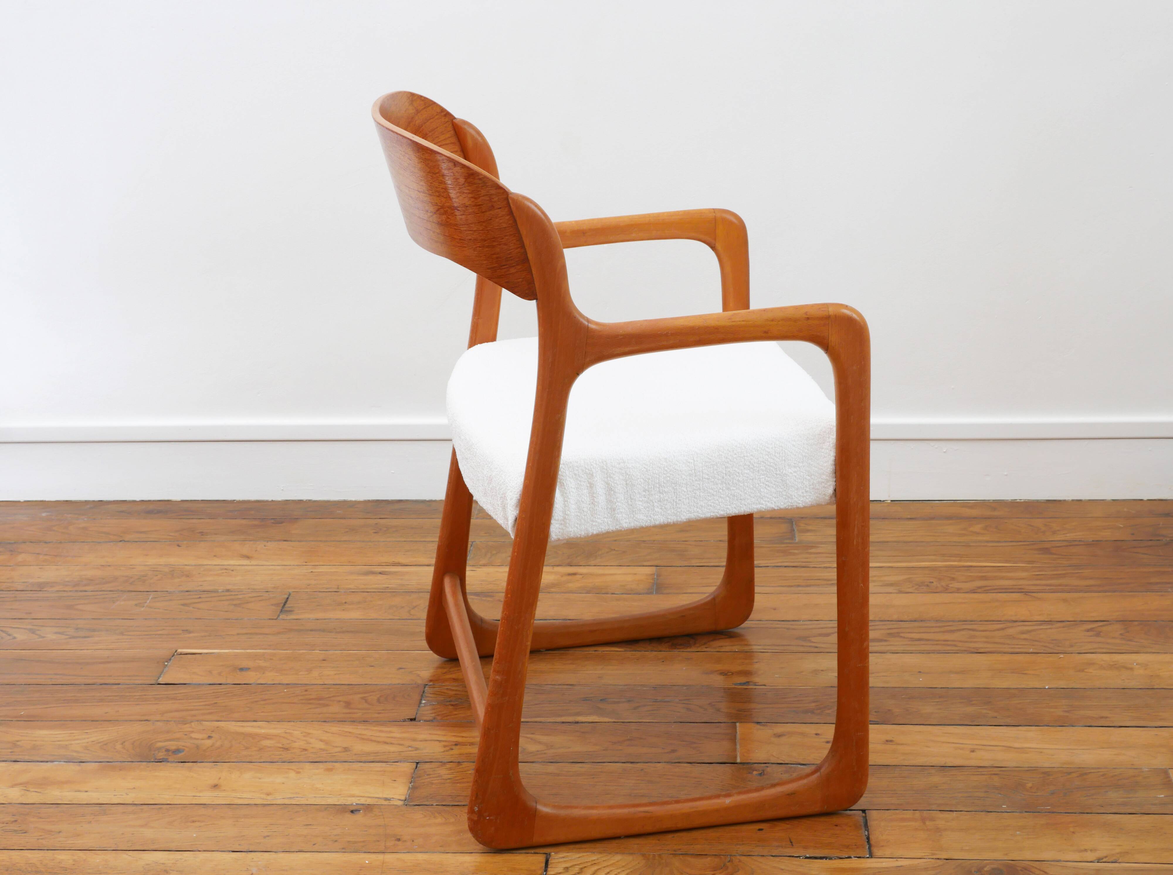 Baumann Sleigh Armchair - Restored - Fabric, foam & straps: new