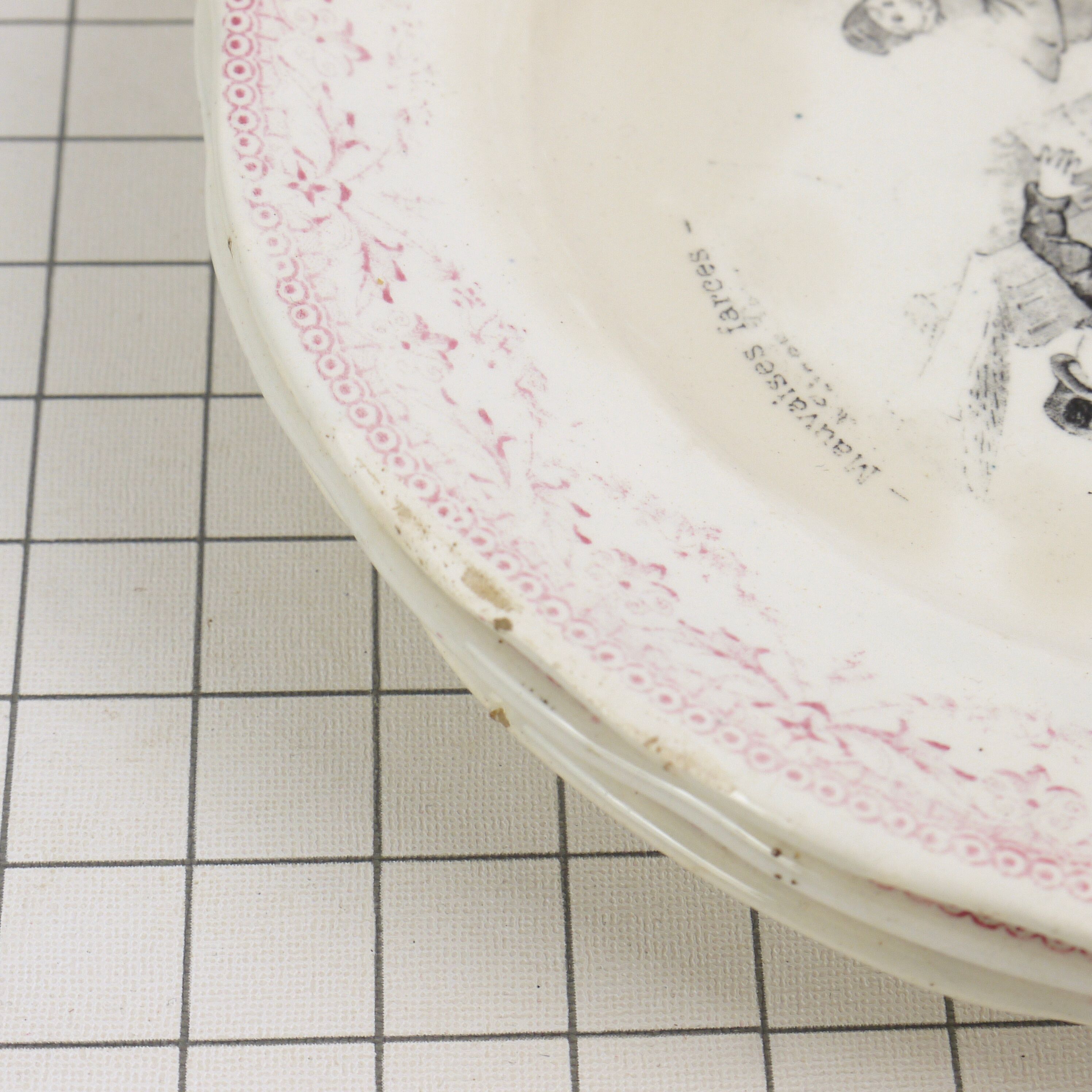 Five Digoin Sarreguemines Talking Plates