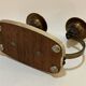 Ancien bougeoir Art Déco double laiton bois celluloïd 1930 vintage moderniste