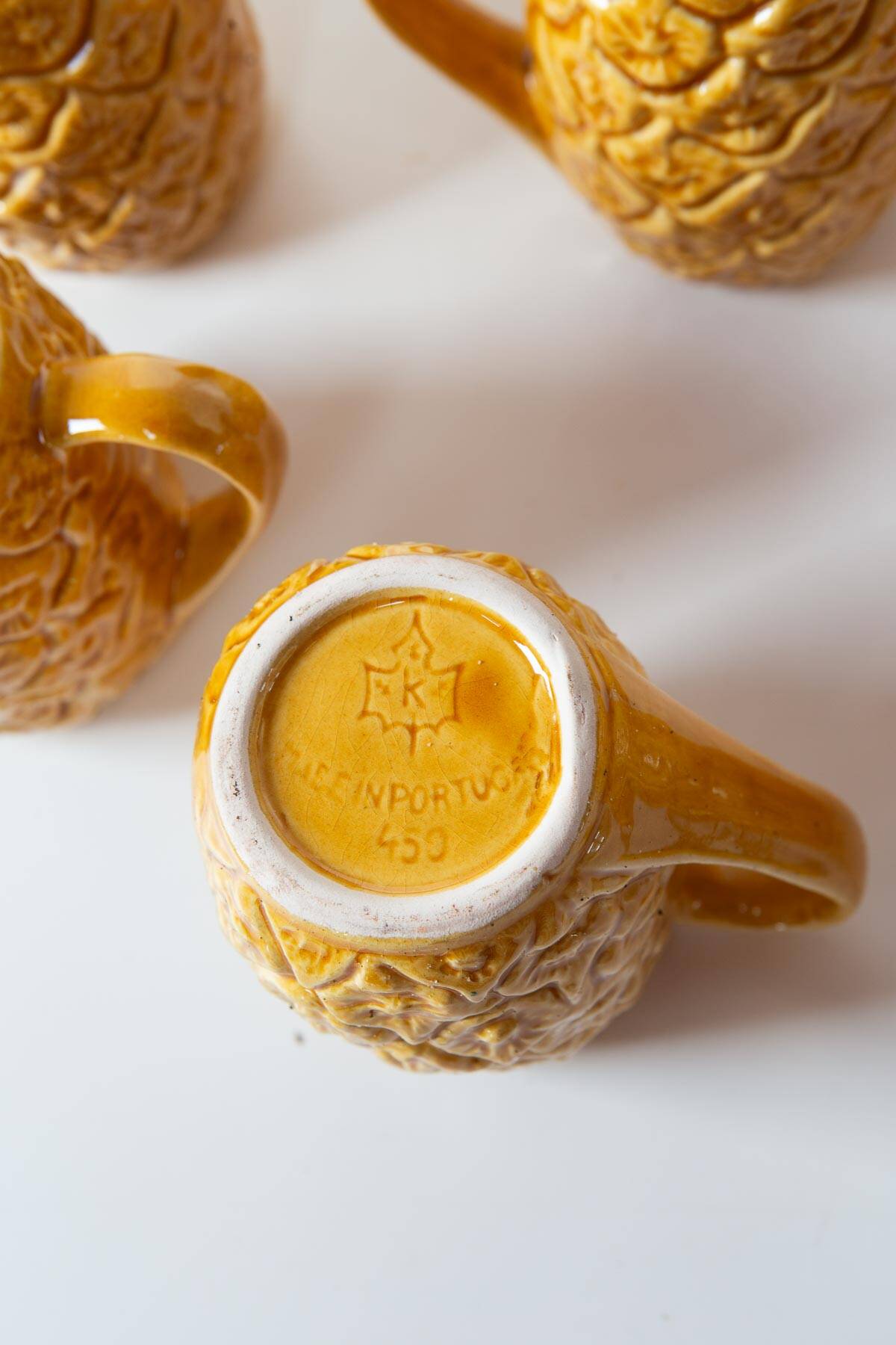 Orangeade service for 6 in Portuguese earthenware Kerangol "Pineapple"