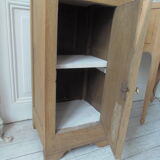 Antique bedside table in solid oak, 1 drawer, 1 door.