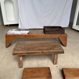 Mini Asian teak side stool blonde