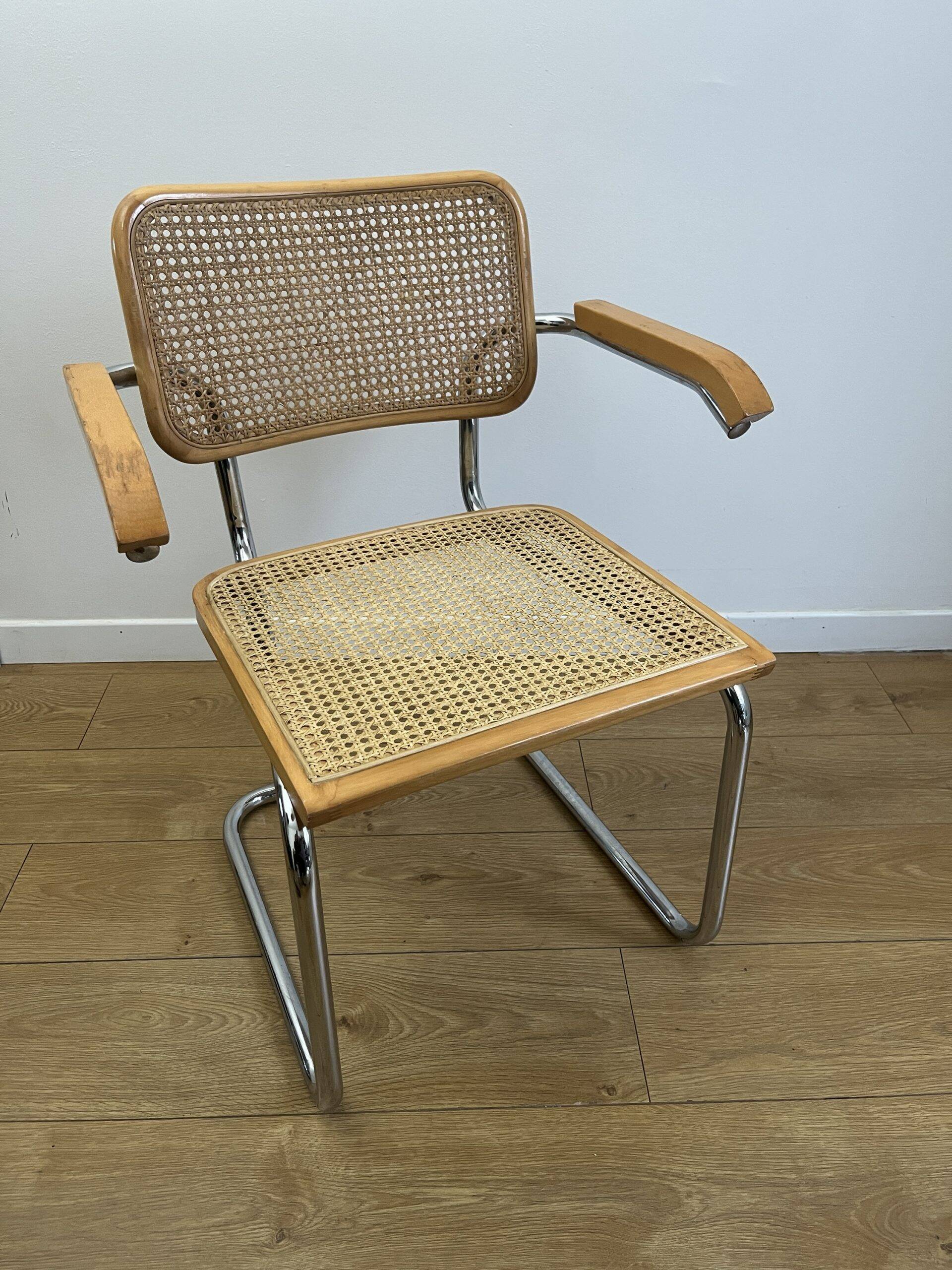 CESCA B64 armchair in canework after Marcel Breuer