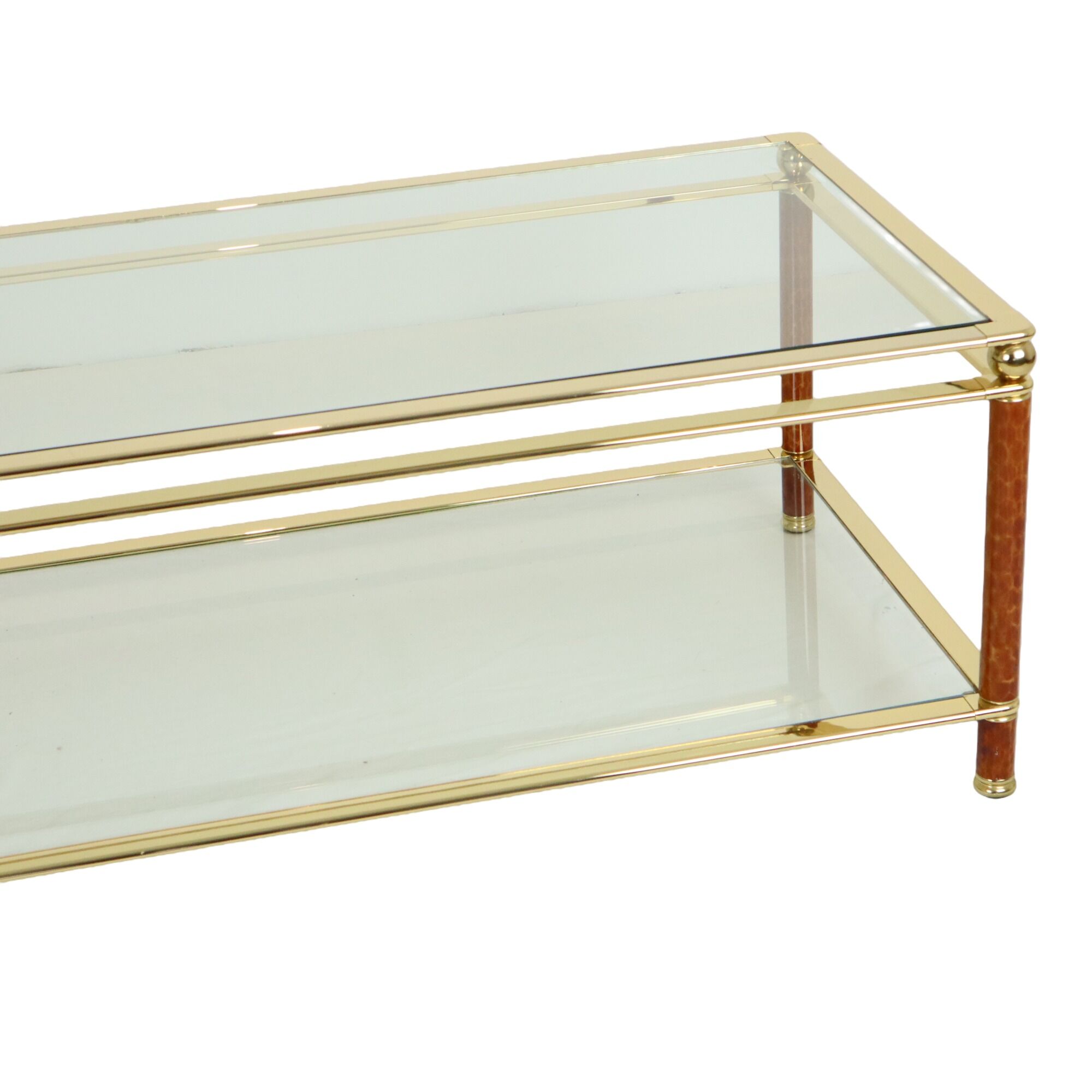 Coffee Table Italian Design Gold Plated Chrome Glass Orsenigo Hollywood Regency 120cm