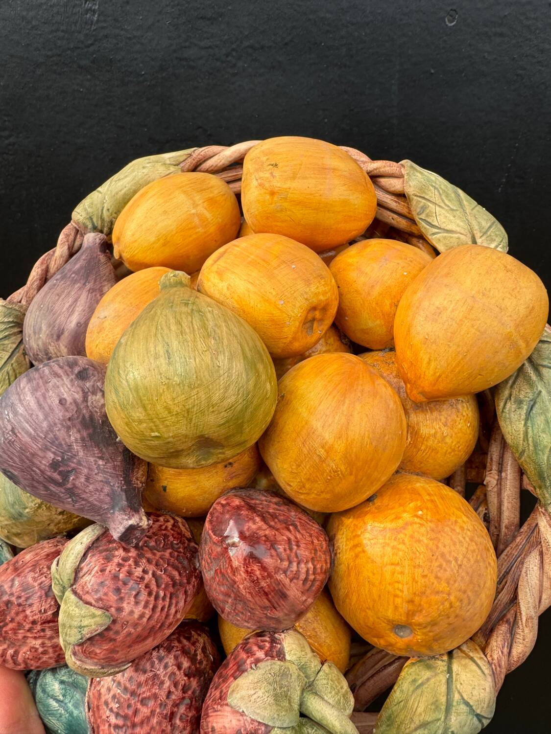 Fruit basket trompe l'œil Portugal 1970s