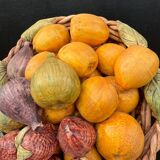 Fruit basket trompe l'œil Portugal 1970s