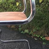 4 chaises acier chromé velours tabac 70