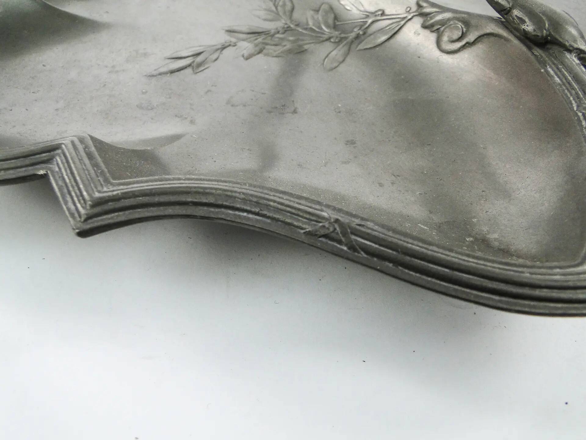 Art Nouveau appetiser cabaret, pewter, Germany, early 20th century