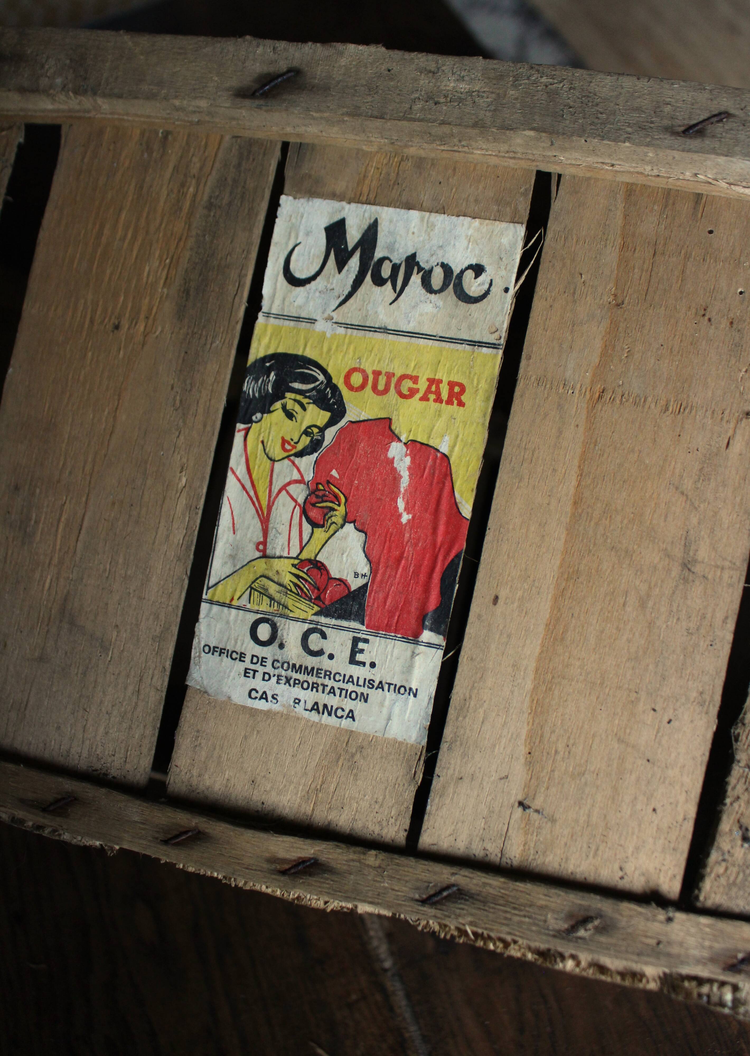 Storage box wooden slats crate Morocco Ougar 20 L