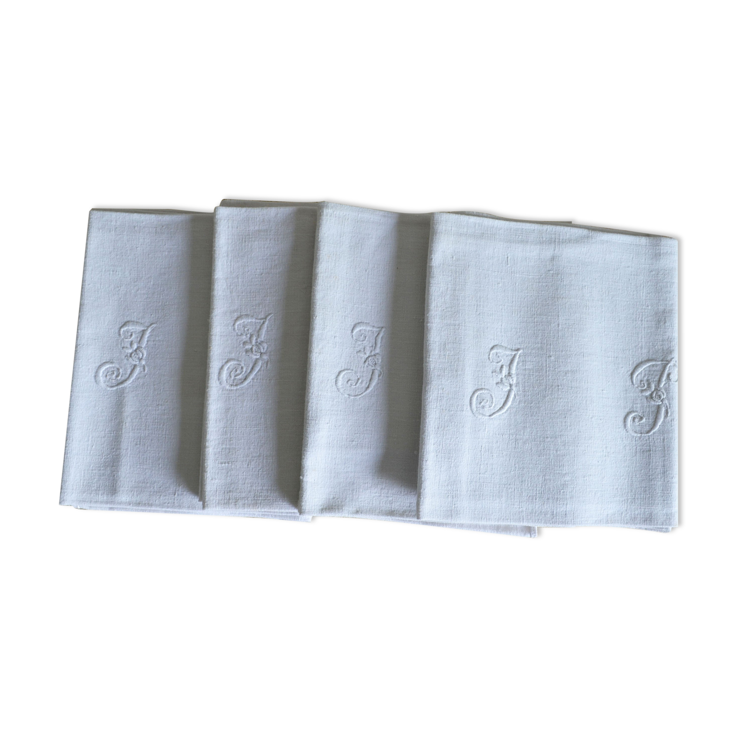 4 antique napkins embroidered