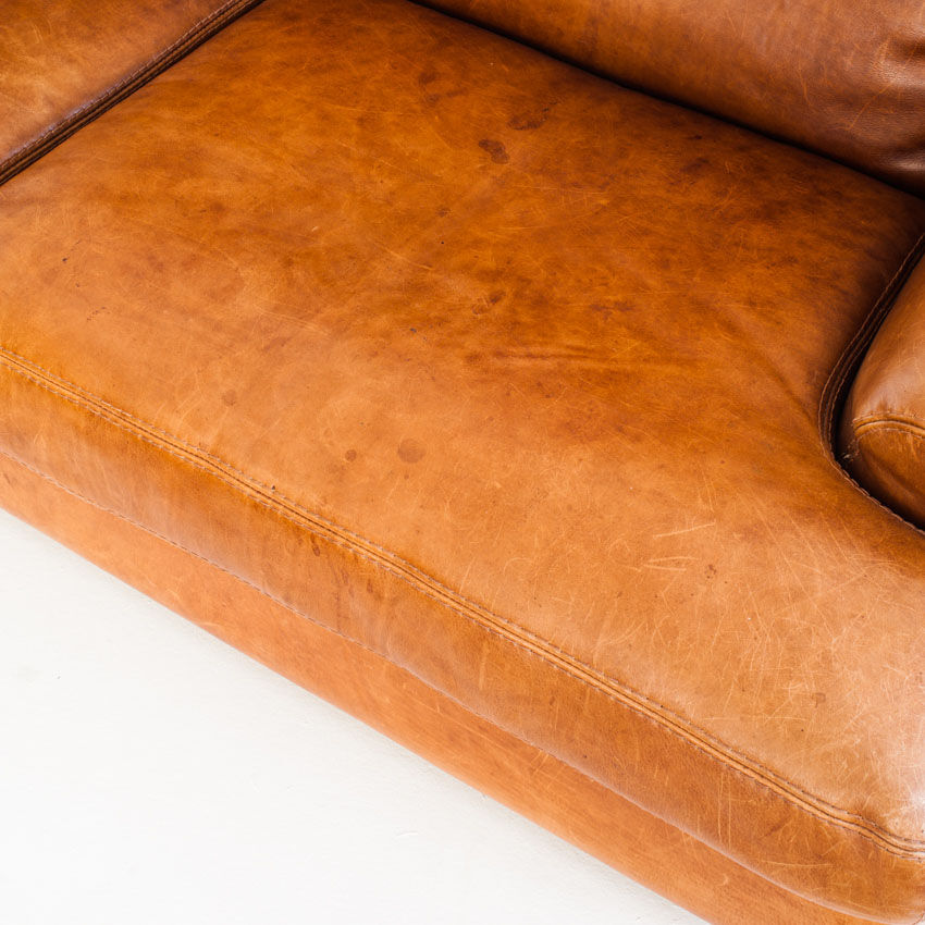 Vintage leather sofa - Convertible into a bed - France, 1990s