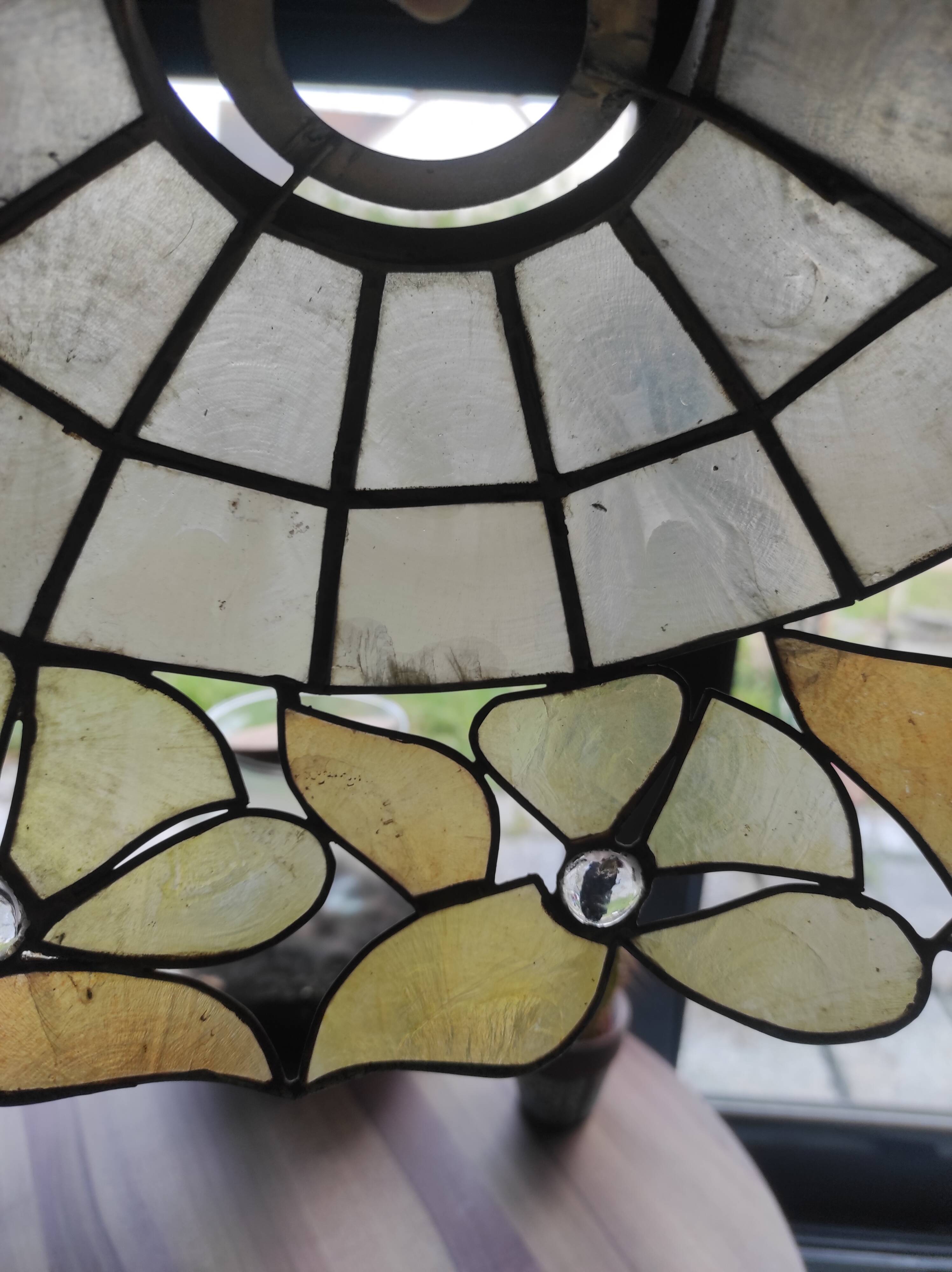 Vintage mother-of-pearl and glass ceiling pendant lampshade