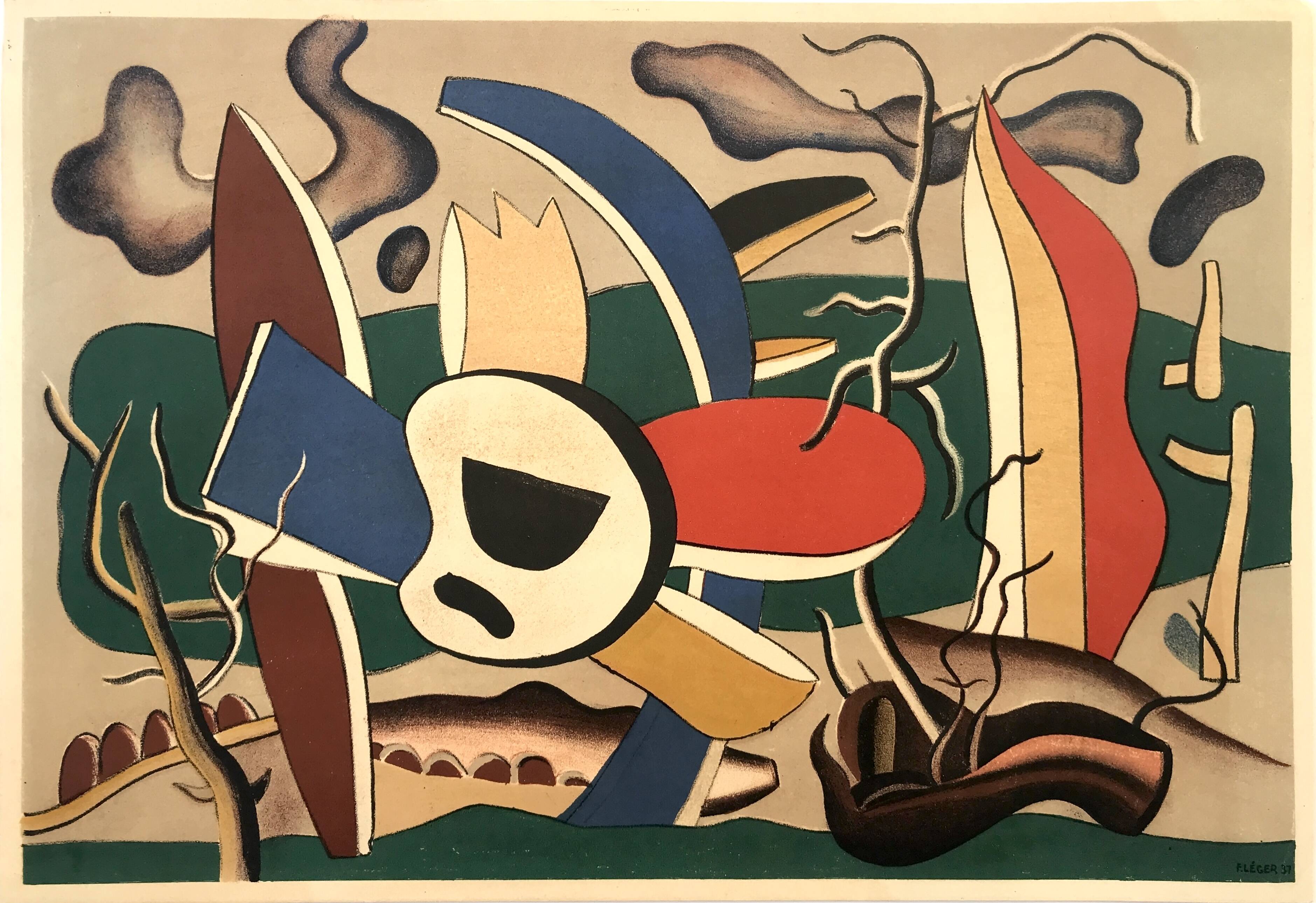 Fernand LEGER, Flowers and Butterflies, 1945. Original lithograph Mourlot.