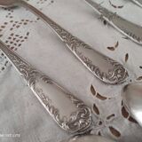Set of 12 old silver-plated soup spoons
