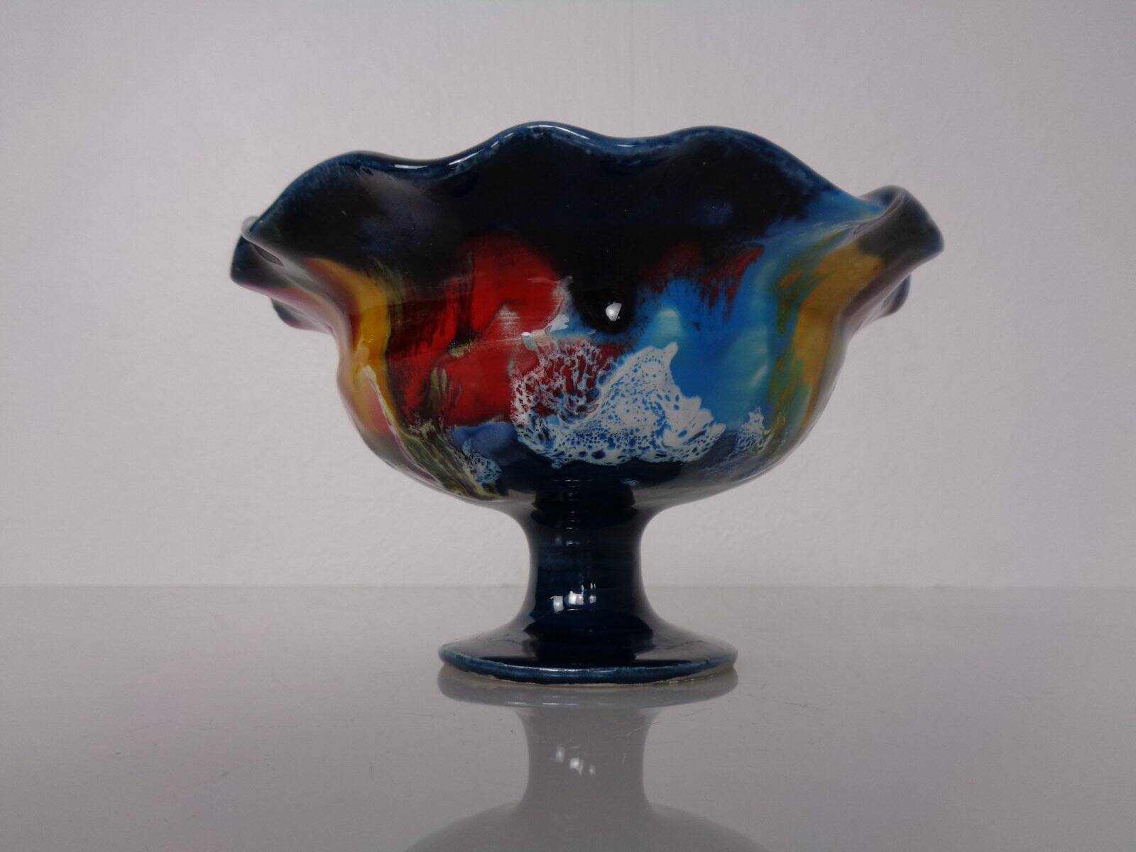 French multicoloured studio ceramic bowl from Vallauris, 1970s