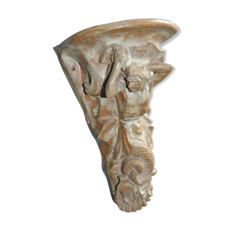 Terracotta console with caryatid mermaid decoration signed 1930 art deco