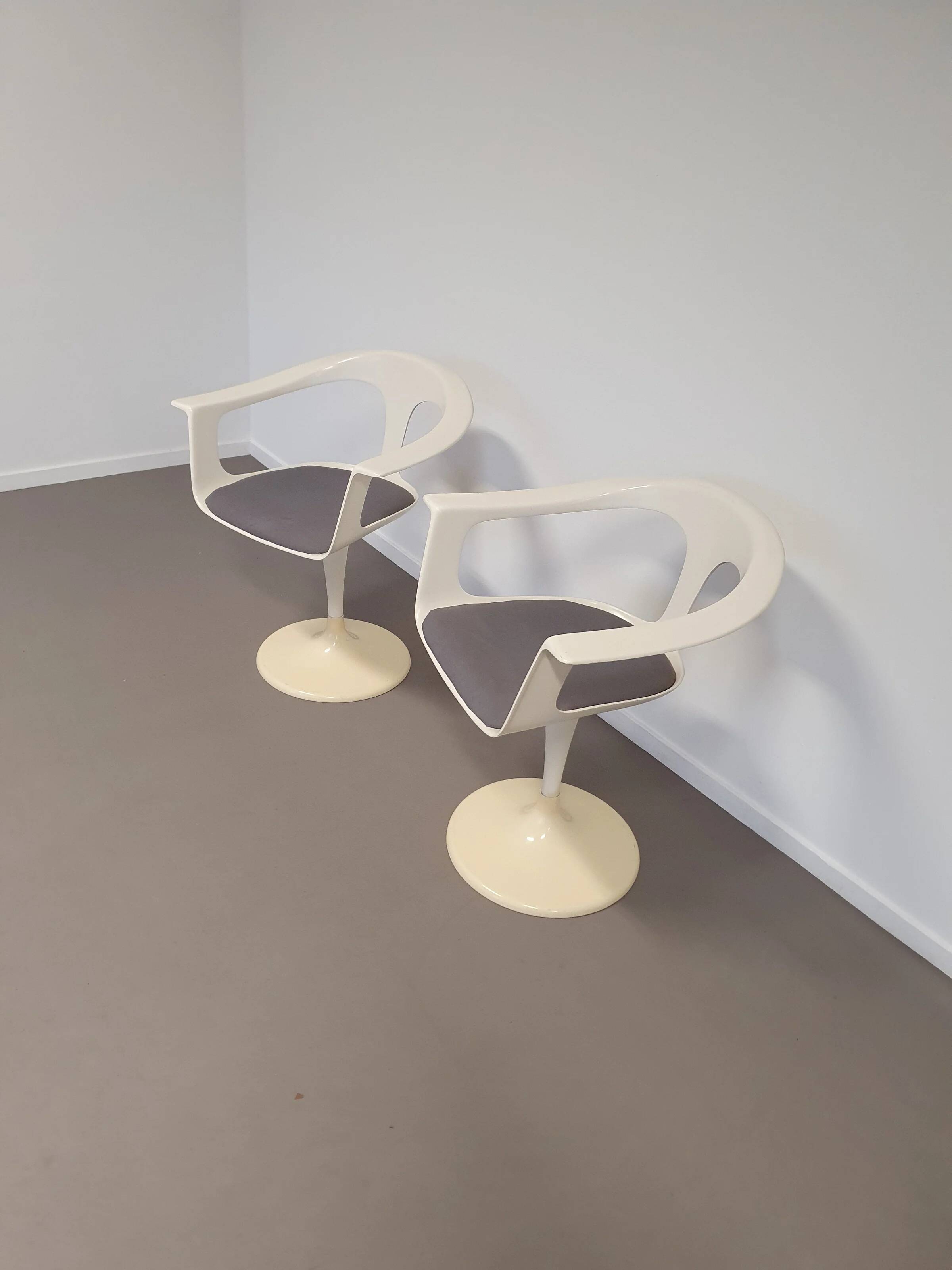 2 x chaise Tulip Lusch, rare, 1972, design blanc, design vintage Colani