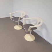 2 x Lusch Tulip Chair, rare, 1972, white design, vintage Colani design