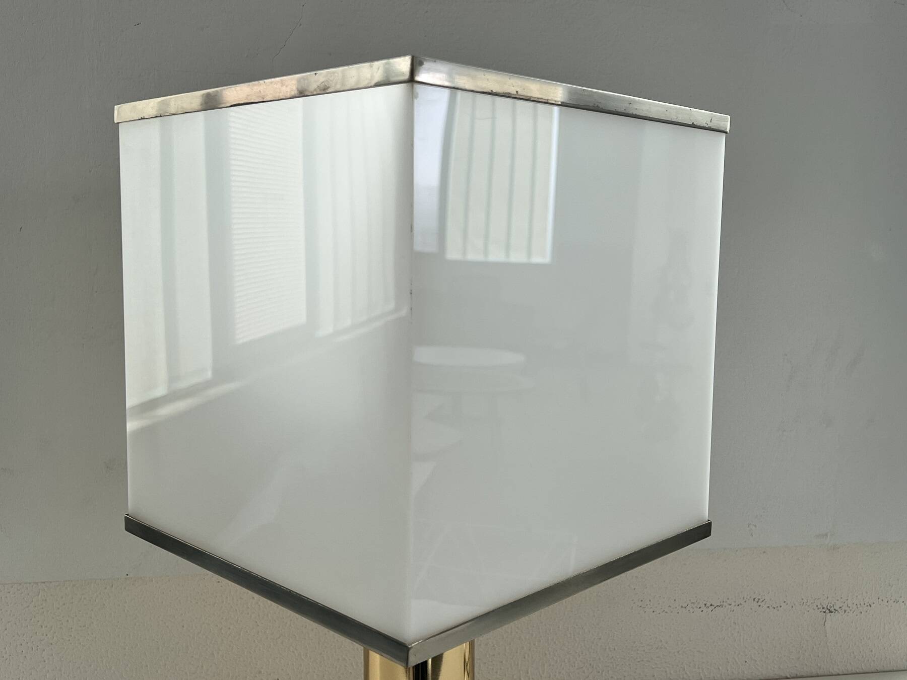 Italian metal table lamp with perspex lampshade, 1970s
