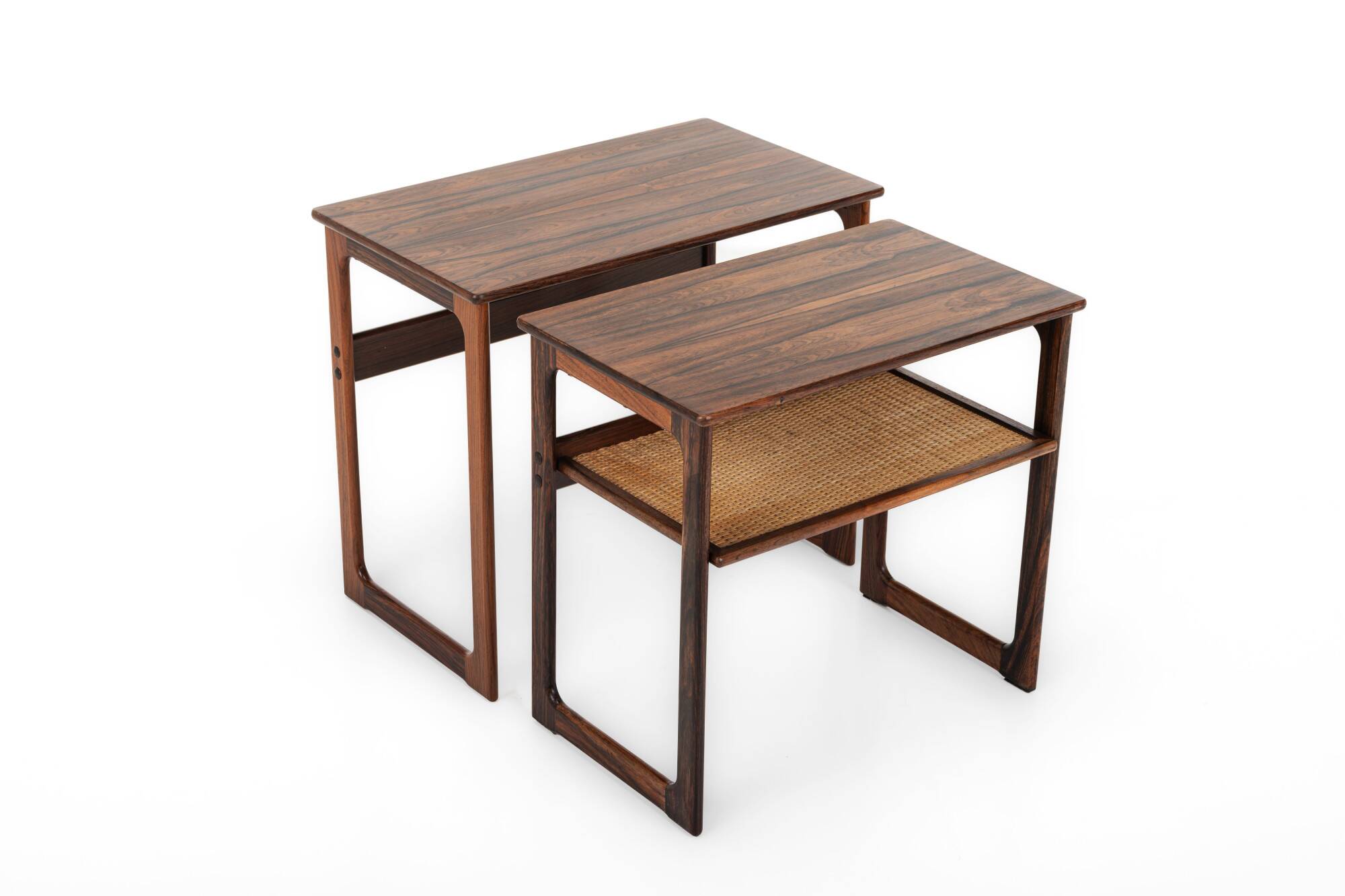 Nesting tables by Silkeborg in wood and wicker