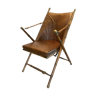 Faux bamboo and brass leather folding campaign chair,England ca 1920