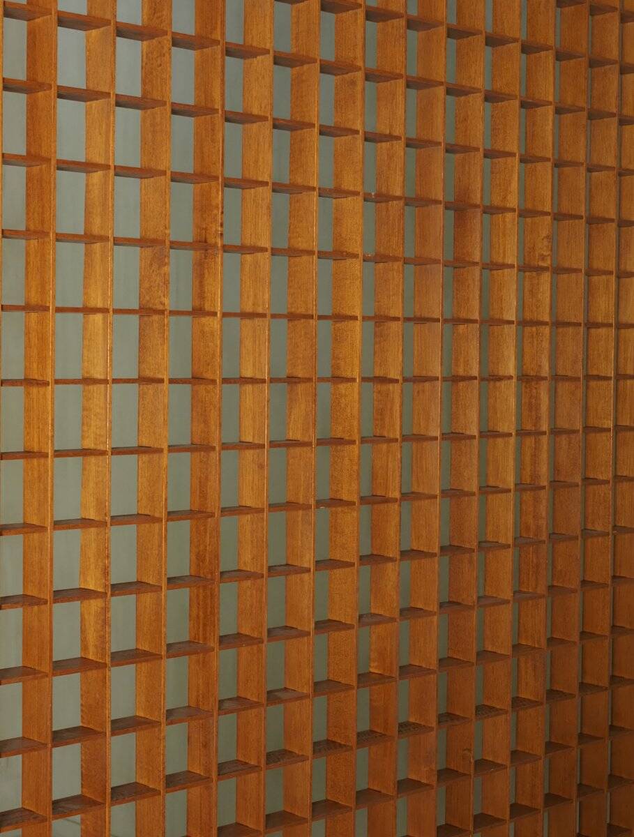 Wooden room divider with lattice design, 1960s