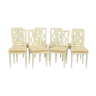 8 white lacquered wooden chairs with lyre back