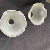 2 abat-jours tulipes anciens en verre dépoli