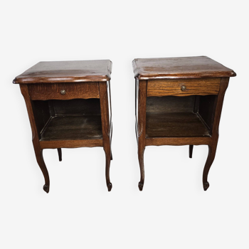 Pair of Louis XV style oak bedside tables