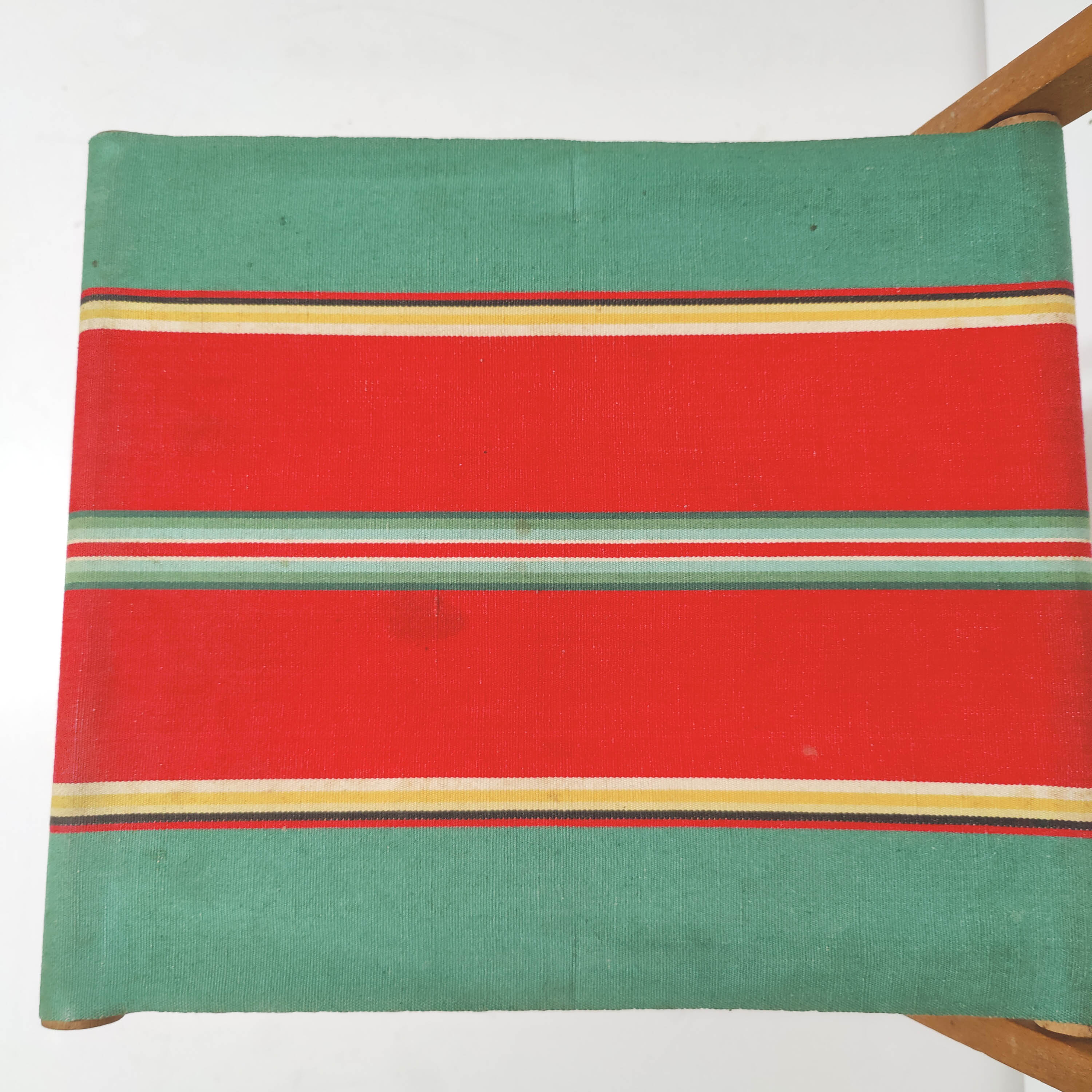 Folding chair seaside 50s wood and canvas bayadère