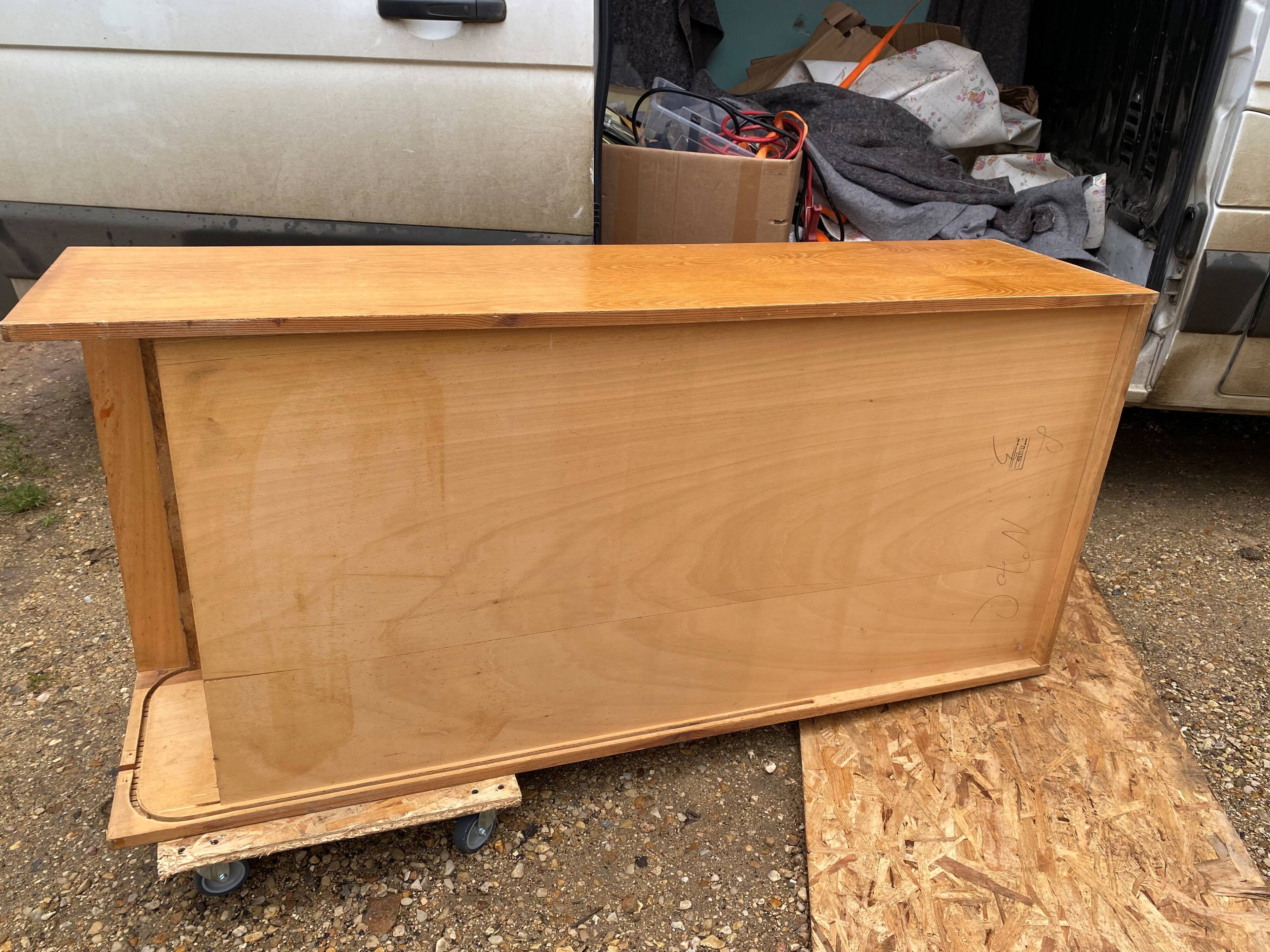 Double column curtained filing cabinet in oak, 1960