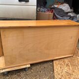 Double column curtained filing cabinet in oak, 1960