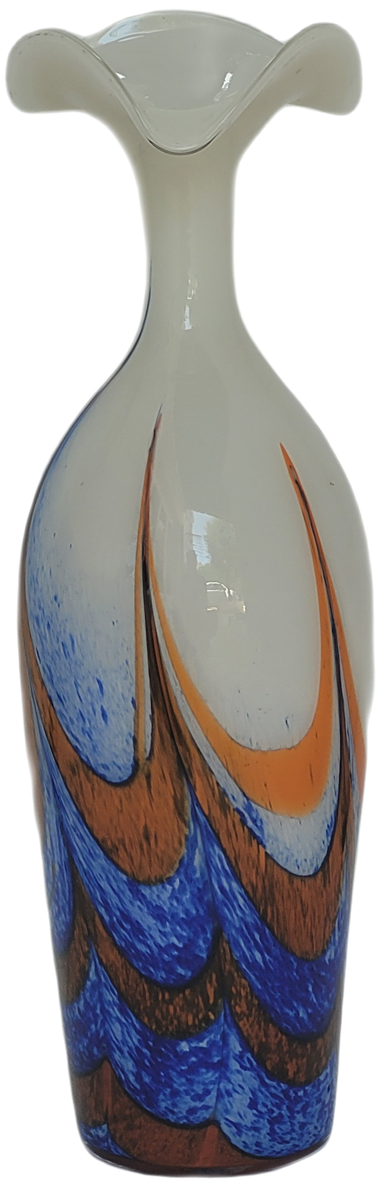 Large vintage red, white and blue Murano glass vase by Carlo Moretti, Italy, 1970s