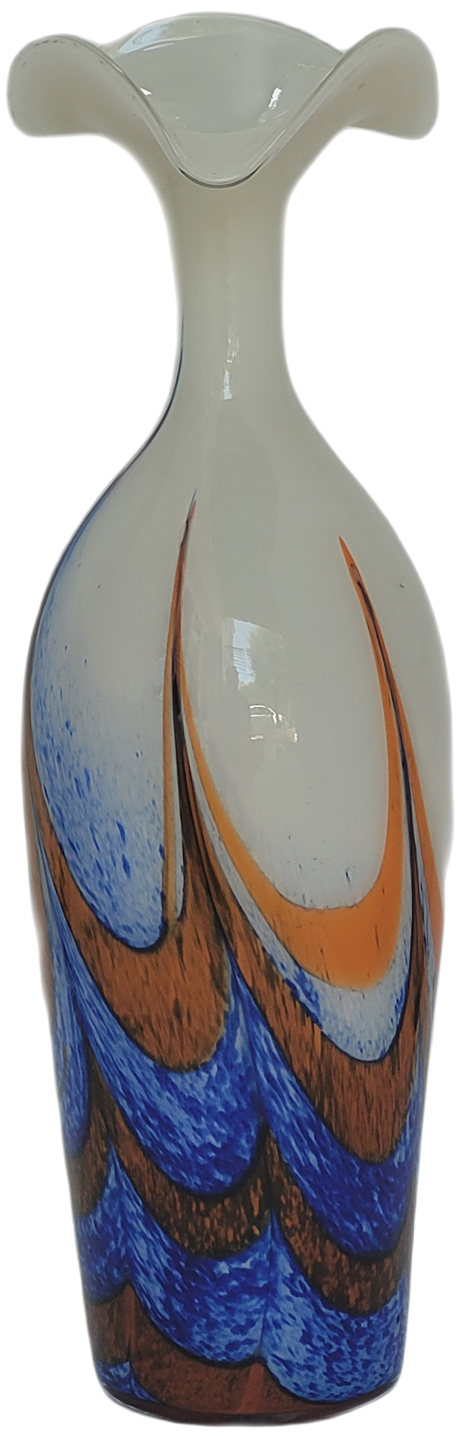 Large vintage red, white and blue Murano glass vase by Carlo Moretti, Italy, 1970s